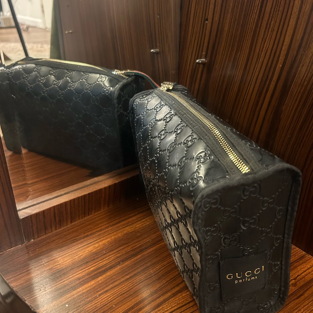 Gucci Black Embossed Toiletry Bag